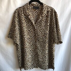 Donnkenny Classics Leopard Print Blouse, Size XL